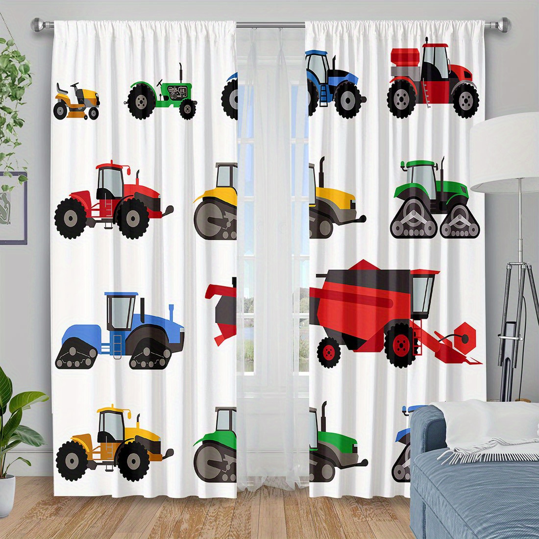 Agriculture Farming For Kids - Картина-штора с мультяшным трактором, красочный принт