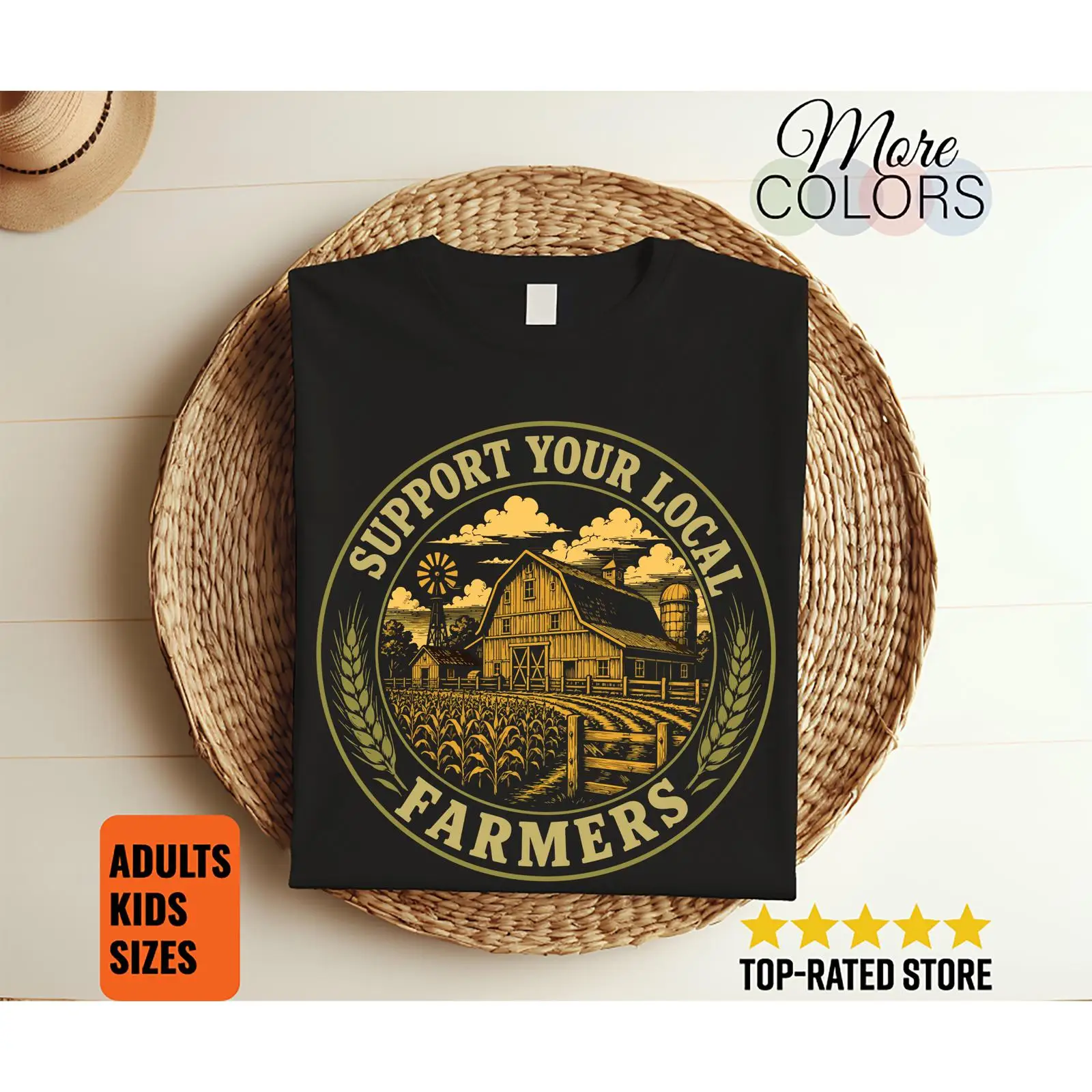Agriculture Farming For Kids - Поддержите местных фермеров: винтажная фермерская футболка,